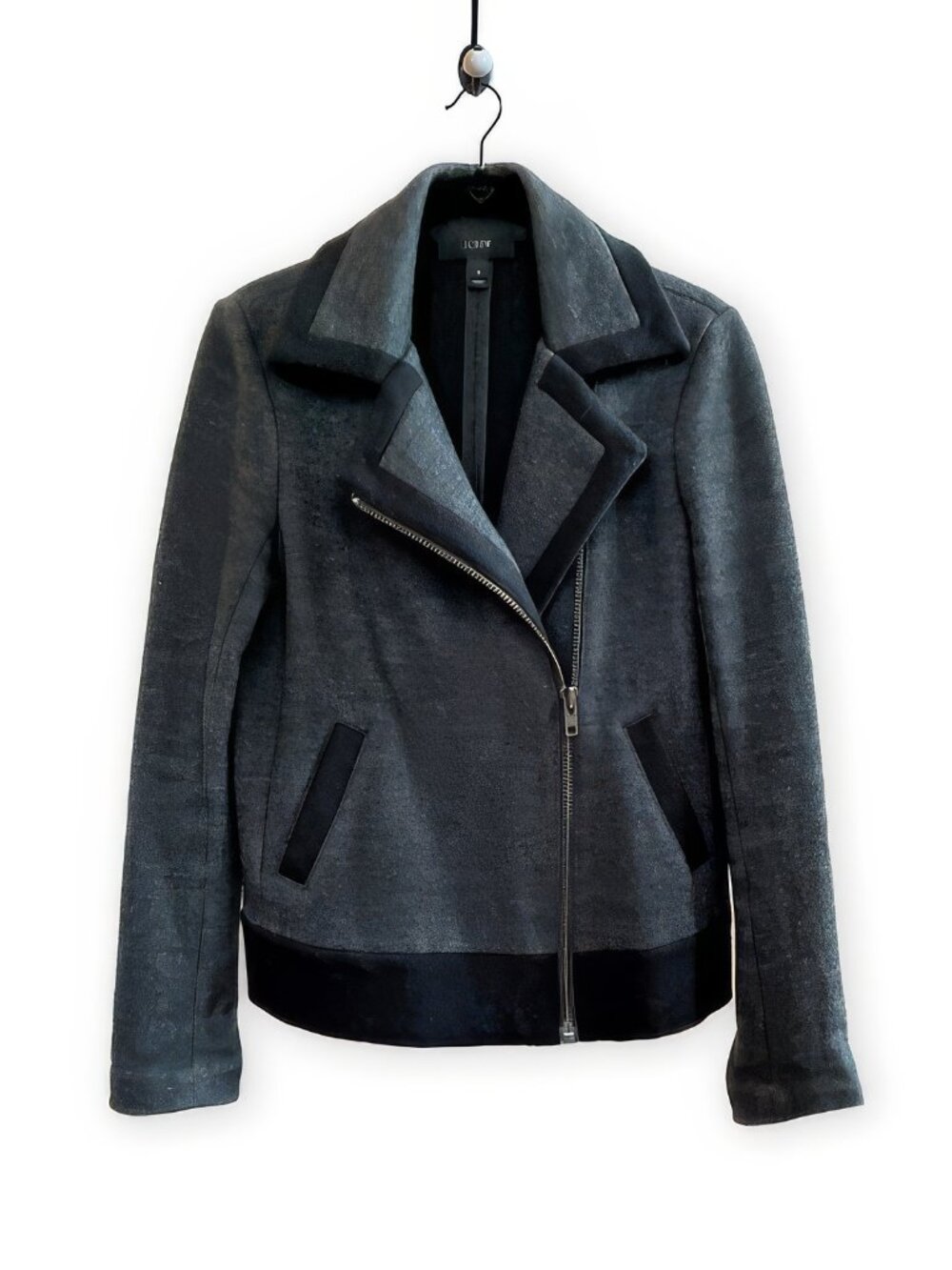 J. Crew Charcoal and Black Wool-Blend Jersey Moto Jacket